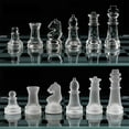 thumbnail image 3 of Bamboohart Solid Glass Chess Set - Functional Glass Chess Board with Clear Frosted Glass Pieces - Board Game for Kids and Adults - 20x20cm, 3 of 7