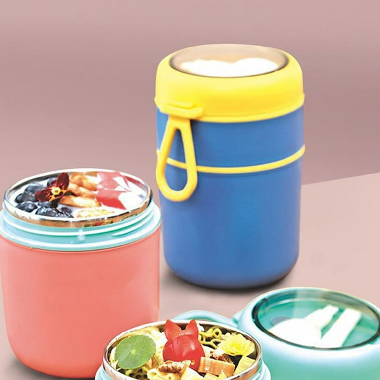 Office Worker Milk Cup With Spoon Portable Soup Cup Thermal Lunch Box  Double Layer Food Container 316 PINK 