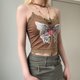 thumbnail image 1 of Tops Cortos Retro Y2K Retro Crop Tops Love Wing Print Lace Mujeres Correa Tank Tops Chaleco (Marrón M) Cgtredaw Para estrenar, 1 of 9