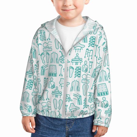 

Sun Hoodie for Kids life icon Long Sleeve Swim Fishing Shirts Sun Protection Zip Up Jacket Clothing Athletic Hoodie