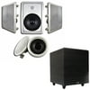 Acoustic Audio 5.1 Speaker System Flush Mount 5 Speaker Set and 8" Powered Sub