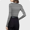 thumbnail image 5 of Aboser Striped Long Sleeve T Shirts for Women Y2k Clothes Slim Fit Basic Tees Casual Round Neck Tshirts Cozy Soft Undershirts Black L, 5 of 7