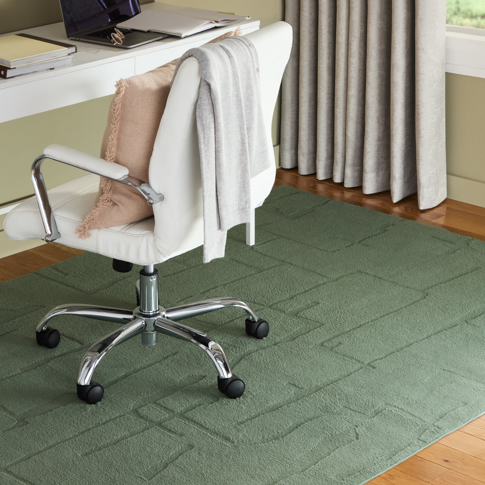 TOWN & COUNTRY EVERYDAY Rae Abstract Organic Soft Felt Everwash®, Machine Washable Area Rug with Non-Slip Backing, Abstract Rug, Sage Green, 1'7"x2'11"