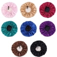 thumbnail image 7 of Women Flat Adjusting Button Adjustable Night Hat Round Headwear Haircare Ceremony Satin Hair Cap PURPLE, 7 of 7