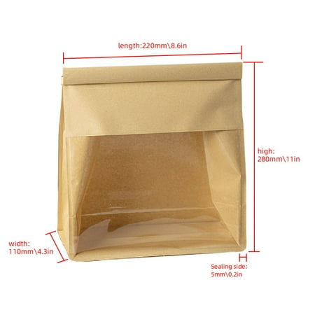 

50pcs Kraft Paper Loaf Bag (yellow Style)/ Stencil Tissue Paper (white Style) PE Matte BOPP 20C Thickness(double Layer) Biodegradable And Waterproof Tin Tie Tab Bakery Bag Bread Toast Cookies Snac
