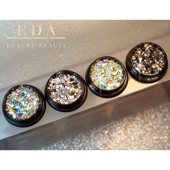 4-Pcs Colorful 3D Diamond Crystals Set Flatback Mixed Rhinestones Gemstones Kit
