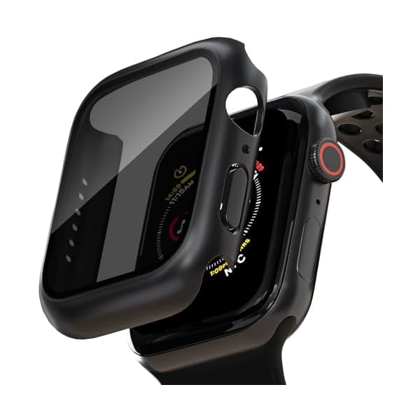 wonima44 2 Pack Privacy Case for Apple Watch Screen Protector, Anti-Spy Tempered Glass Film Apple Watch Cover Hard PC Case Bumper for iWatch Series 6/5/4/SE 2 /SE 3 - Black/Black 40mm
