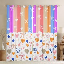 Homewish Cartoon Love Heart Curtains Pack of 2 (42x84 Each), Rainbow Stripes Abstract Curtains Blackout, Princess Bow-tie Bedroom Curtains, Window Curtains Decor