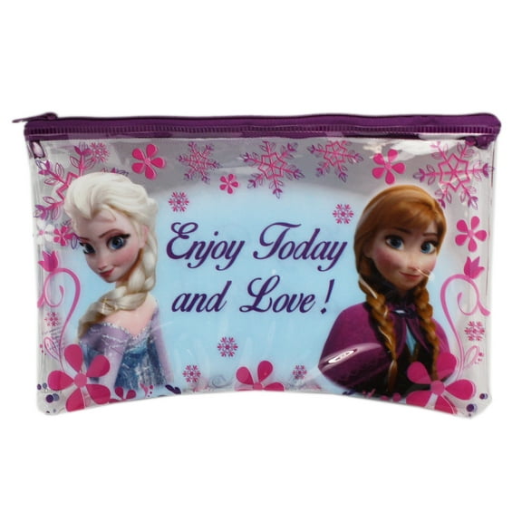 Disney's Frozen Anna and Elsa Purple Colored Transparent Pencil Pouch