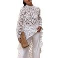 thumbnail image 1 of Blusa de Mujer PRETTYGARDEN Manga Larga Asimétrica Blanca Talla L, 1 of 8