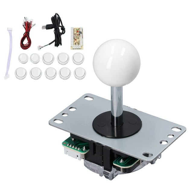Kit de joystick para juegos arcade QM070901, kit de bricolaje con cero retardo y placa codificadora, joystick de 10 botones para MAME White