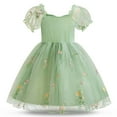 thumbnail image 6 of HOMADLES Toddler Dress for Girls Mesh Bow Breathable Summer Bow Print Sleeveless Stretch Princess Dress Green 5 T, 6 of 7