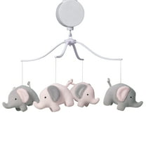Bedtime Originals Eloise Pink/Gray Elephant Musical Baby Crib Mobile