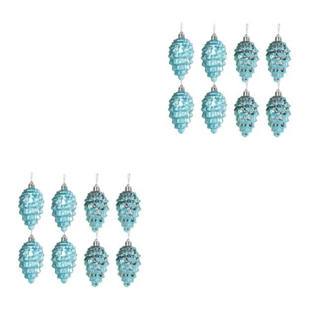 Maytalsory 8pieces Plastic Pine Tree Hanging Conveniently Designed Decorations For Easy Lake Blue 2Set