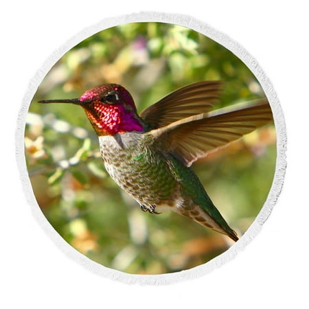 Zkgk Hummingbird Round Beach Towel Beach Mats Beach Shawl Beach