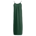 thumbnail image 6 of longantii Backless Cami Dresses for Women Cami Lounge Dress Backless Solid Color Sleeveless House Dress Long Sundress with Back Tie Dark Green XXXL, 6 of 9