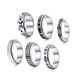 thumbnail image 3 of Qarigey Anillos de ansiedad antipresión de acero inoxidable de 6 piezas, anillos anchos antipresión con forma de fase lunar redonda, joyería con Type2 NO2 Qarigey AP007349-04, 3 of 6