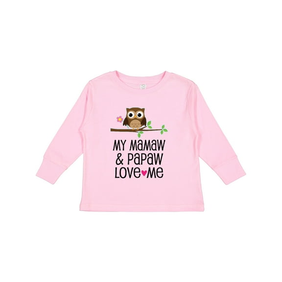 Inktastic Mamaw and Papaw Girl Granddaughter Owl Girls Long Sleeve Toddler T-Shirt