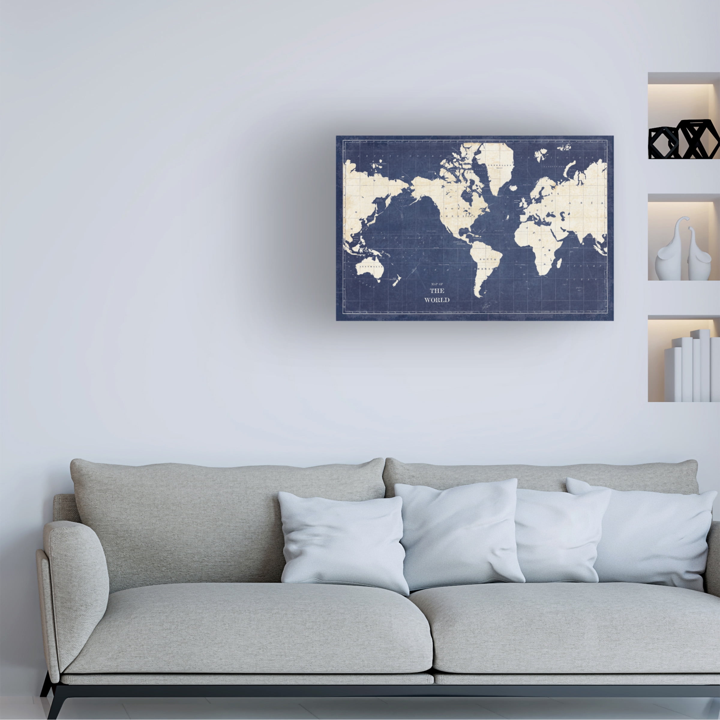 Trademark Fine Art 'Blueprint World Map' Canvas Art by Sue Schlabach