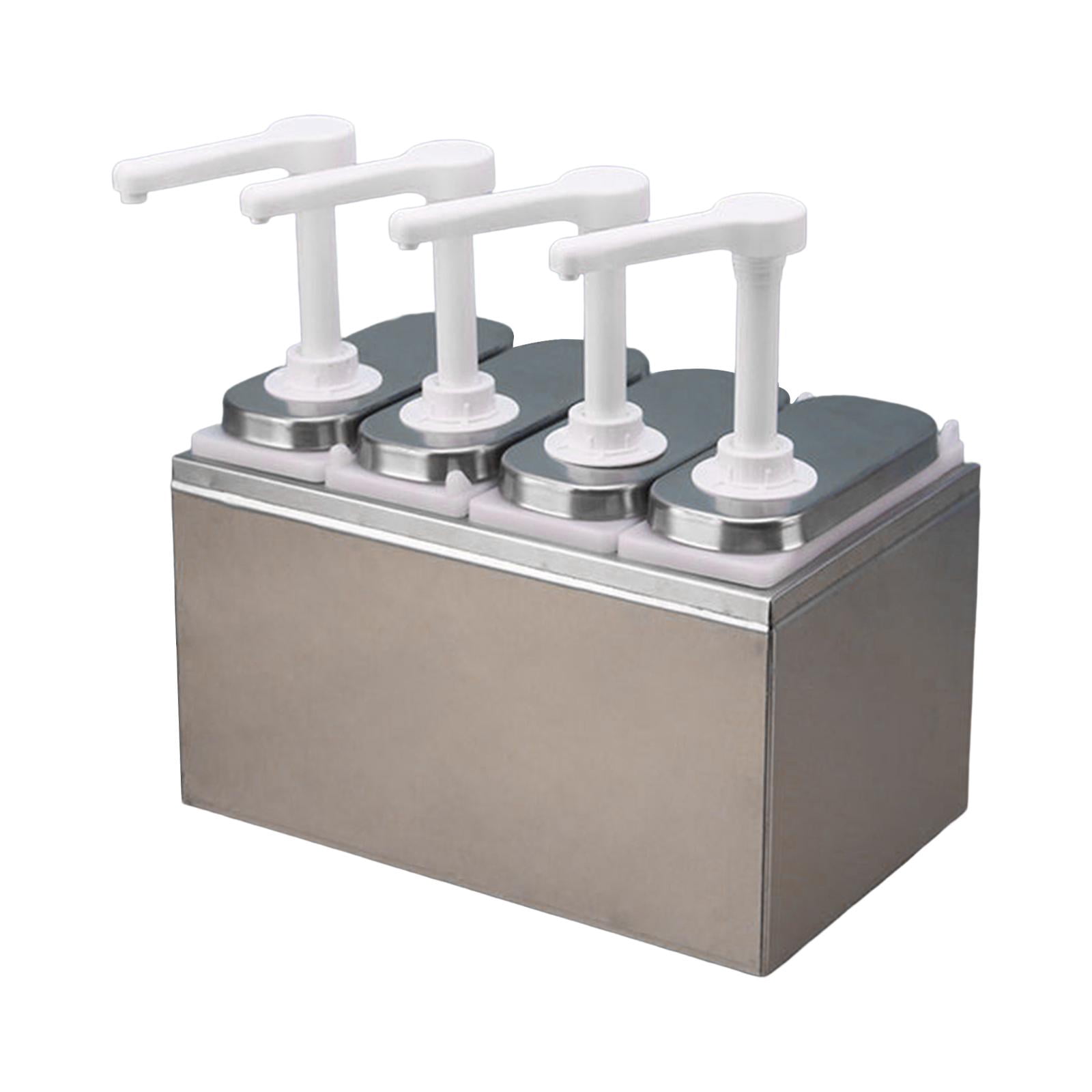 Fiocias Condiment Pump Dispenser 1.4L Detachable Hand Press Syrups Salad Dispensing Tool Four head