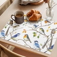 thumbnail image 3 of Colorful Leaf Bird Placemats Set of 4 Spring Summer Animal Painting Tree Place Mats Indoor Wipeable Table Mats Washable Cloth Dining Table Placemats for Kitchen Holiday Party Home Decor 13x19 Inch, 3 of 9