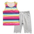 thumbnail image 5 of OGLCCG Girls 2 Pieces Outfits Summer Striped Sleeveless Tank Tops and Capri Pants Casual Matching Vacation Beach Lounge Sets 1-12 Years, 5 of 5
