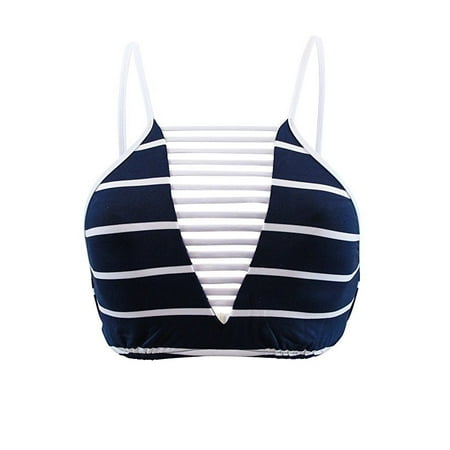 - Seafolly Women's Castaway Stripe High Neck Tankini Top Indigo Swimsuit Top Sz 4