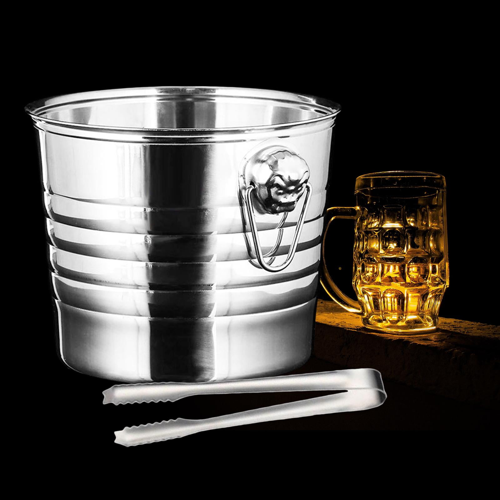 Stainless Steel Ice Bucket Ice with Clamp Comfortable Carry Handle Fashionable Appearance Durable Ice Cube Container for Dining Room 7L
