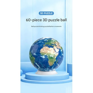 3D Puzzle World Globe, Interactive Learning Aid, Beige, 60pcs