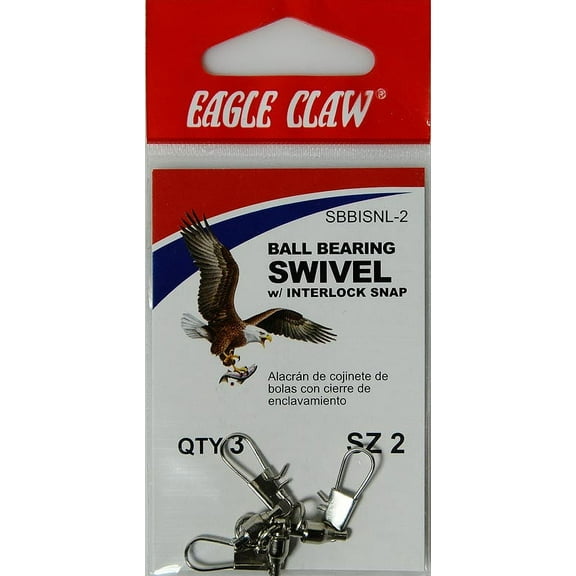 Eagle Claw Nickel Bearing Swivel with Interlock Snap, Size 2