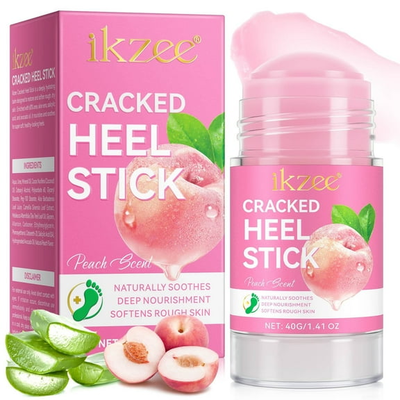Ikzee Cracked Heel Repair Stick with 60% Urea, Heel Cream for Dry Cracked Feet, Peach Scent, 1.41 oz