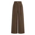 thumbnail image 1 of Pantalones de vestir de pierna ancha BTFBM 2025 de cintura alta para mujer, color café, 1 of 7