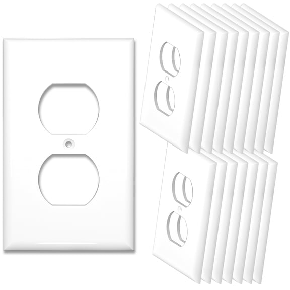 [20 Pack] NEU 1-Gang Duplex Receptacle Outlet Switch Cover Mid-Size Wall Plates, 3" x 4.75", Unbreakable Polycarbonate Thermoplastic, Glossy White