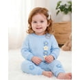 thumbnail image 4 of 2T Baby Girls Clothes 3T Girl 2PCS Fall Winter Outfits Cute Flower Toddler Girls Long Sleeve Sweatshirt Top Pants Clothing Set Blue, 4 of 6