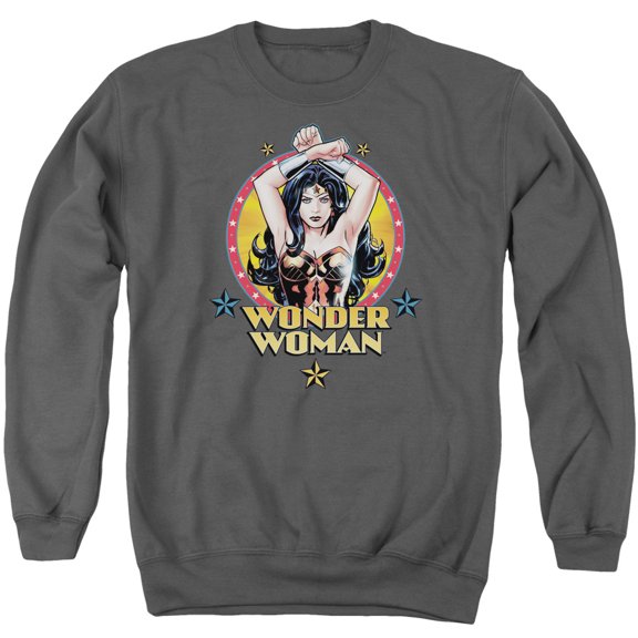 JLA Justice League Powerful Woman Adult Crewneck Sweatshirt Charcoal