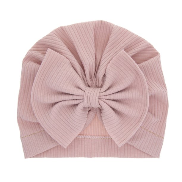 Solid Baby Cotton Beanies Cute Bear Ear Bowknot Turban Hats Sweet Soft 0-4T Elastic Caps for Newborn Baby Boy Girls HeadwrapsSky Blue He Qiyong unisex