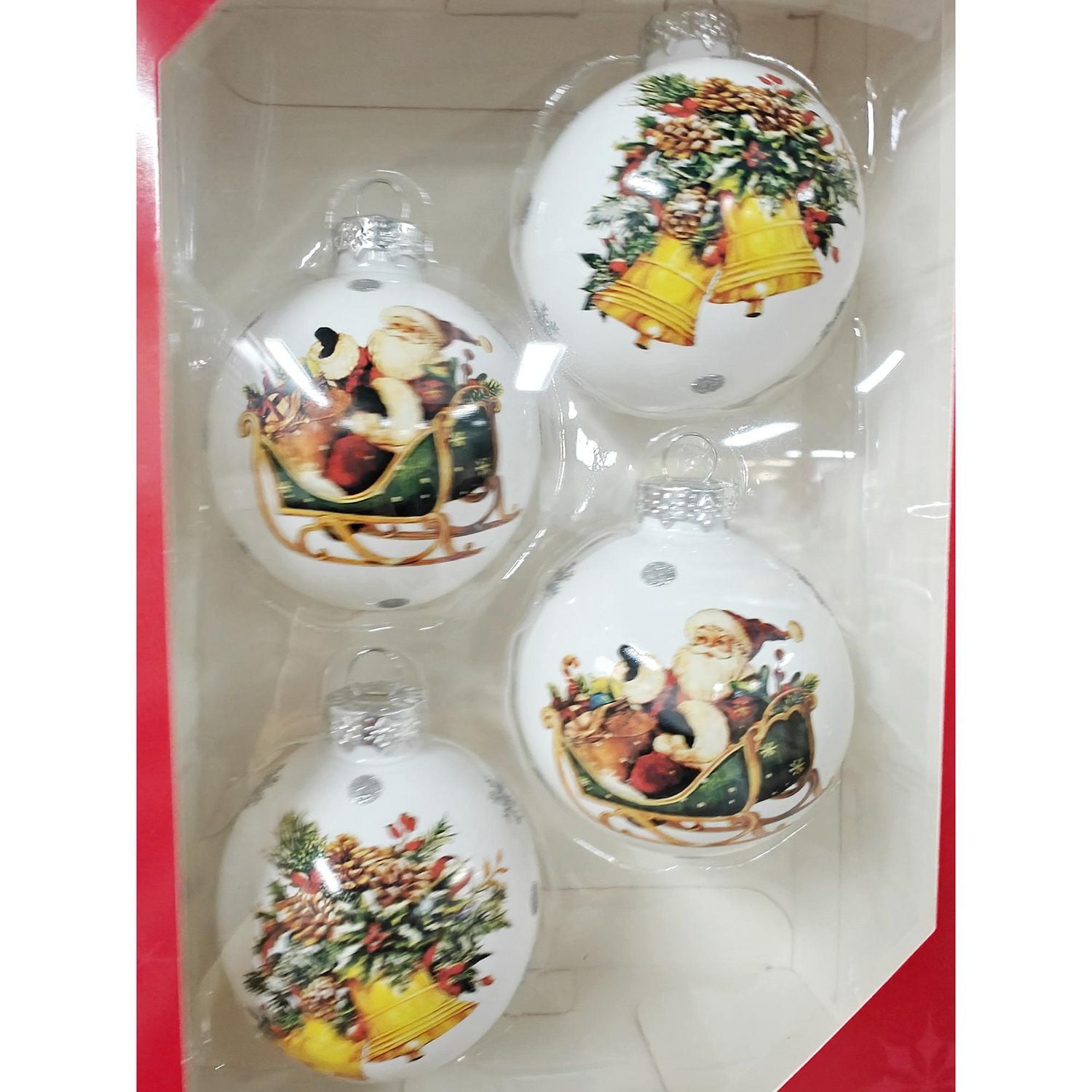 HOLIDAY TIME 65MM * 4CT SLED/BELL ORNAMENT