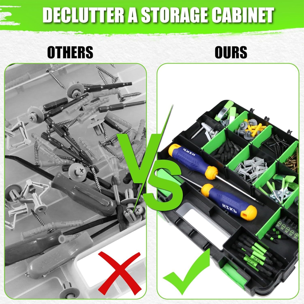 Tizuqe 34-Compartments Tool Case Storage Boxes with Removable Divider for Screw Craft