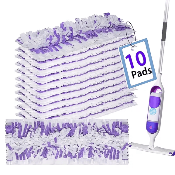 ZQZiQi Disposable Power Mop Refills, Microfiber Material Pad, Dry/Wet Use for Floor Cleaning, 10 Count