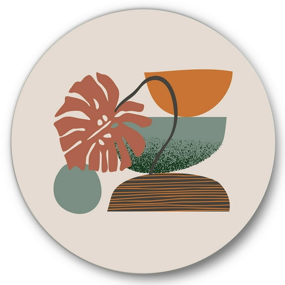 Designart 'Abstract Colorful Geometric Art Collage III' Modern Circle Metal Wall Art 36x36 - Disc of 36