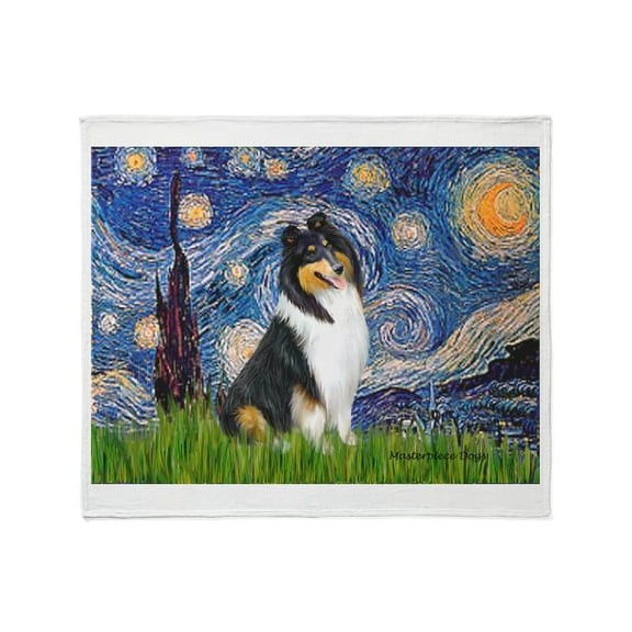 CafePress - Starry Night / Collie (Tri) Throw Blanket - Soft Fleece Throw Blanket, 50"x60" for All Ages
