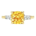 thumbnail image 2 of 3 ct Cushion Cut Natural Citrine 3 Stone 18K Yellow Gold Womens Engagement Ring, 2 of 5
