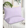 thumbnail image 2 of Purple White Stripe Pillow Covers King Size 2 Pack, Modern Minimalist Geometric Striped Soft Bed Throw Pillowcases Breathable Cooling Long Lumbar Body Pillow Sham Cover for Bed Sofa 20''x36'', 2 of 7