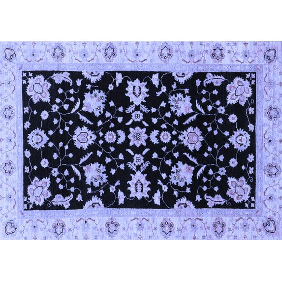 Ahgly Company Machine Washable Indoor Rectangle Oriental Blue Traditional Area Rugs, 8' x 10'