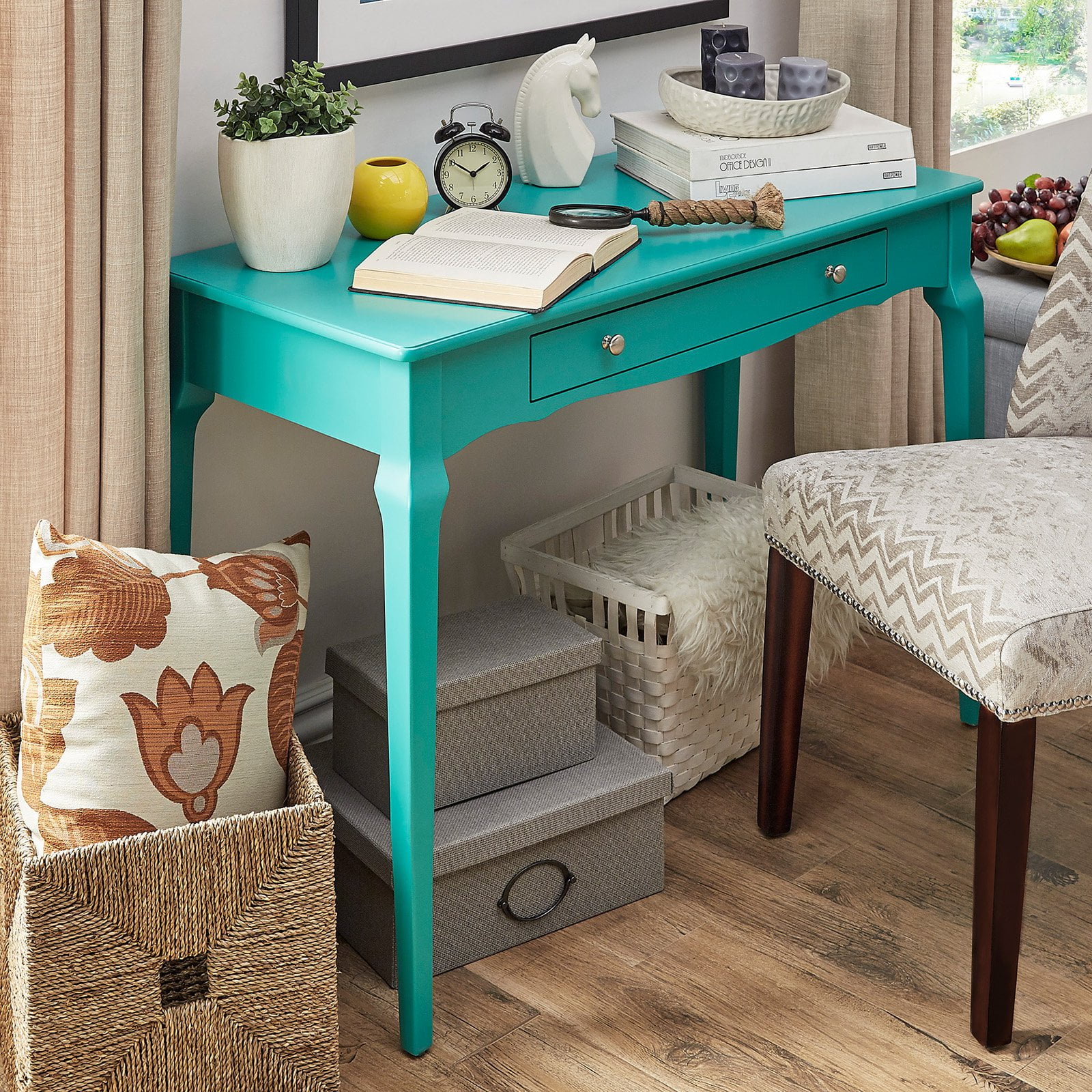 Teal desk 2024 with drawers