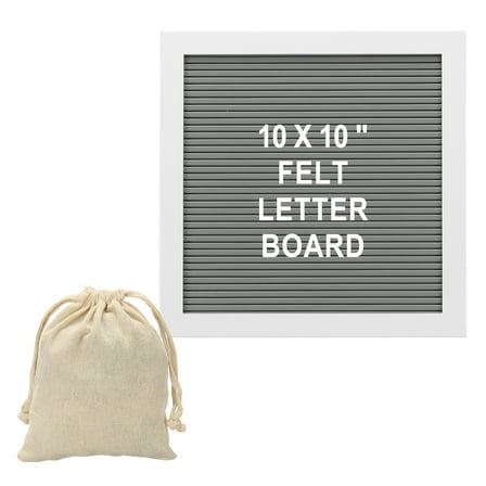 Uxcell Felt Letter Board, 10x10" Gray White Plastic Message Board, White Letter