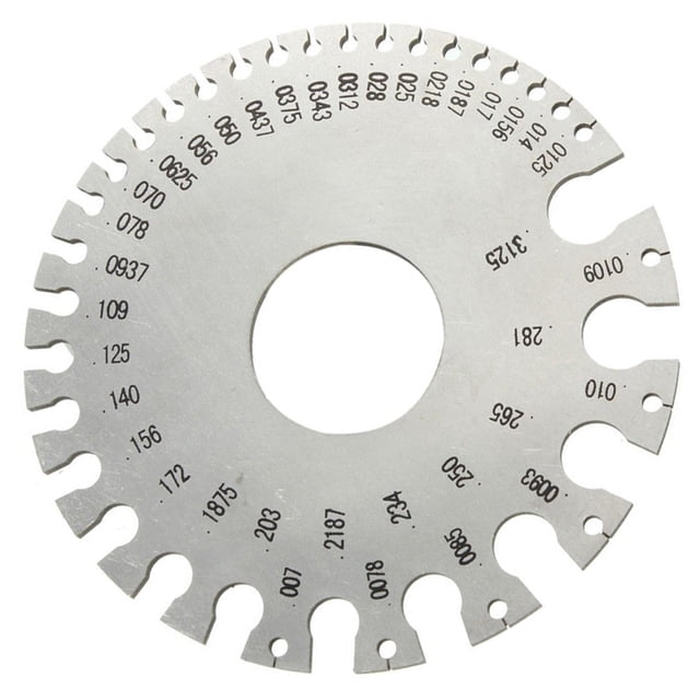 Kenally Medidor de diámetro de la regla Medidor de alambre de acero inoxidable Diámetro 0-36 Regla redonda de doble cara Probador de calibre de espesor Herramientas y ferretería Kenally TO001795-00