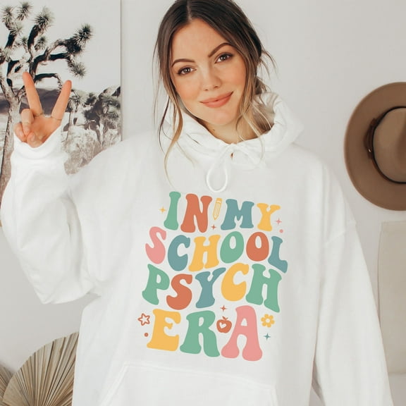 In My School Psych Era Shirt, Teacher Graduation Gift, Mental Health Shirt, School Psychologist Shirt, Psych Grad Gift, School Psychologist (Color:White; Size:Unisex Sweatshirt L;)