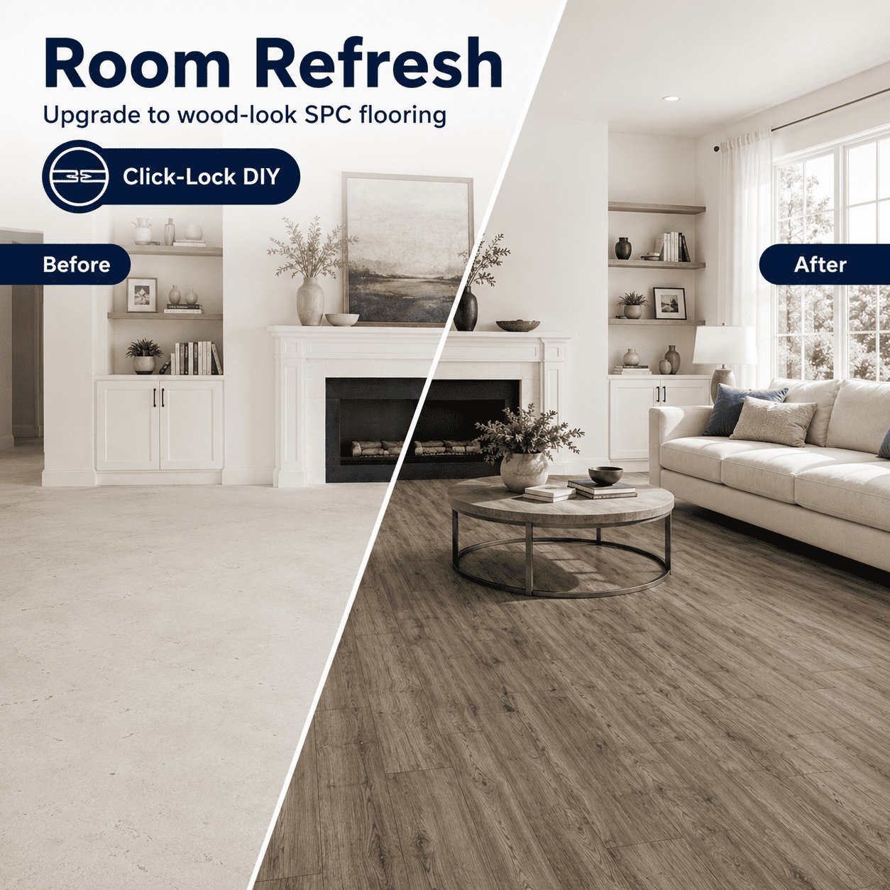 Yeslife 24-Piece Interlocking Luxury Vinyl Flooring Tile, 23.98 x 5.98 in., Vintage Brown Oak SPC Rigid Core, 23.9 sq. ft.