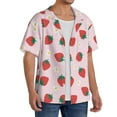 thumbnail image 2 of Sikiie Strawberry Floral Men's Wrinkle Free Untucked Cuban Shirt Business Casual Button Down Shirts Short Sleeve ShirtMedium, 2 of 5